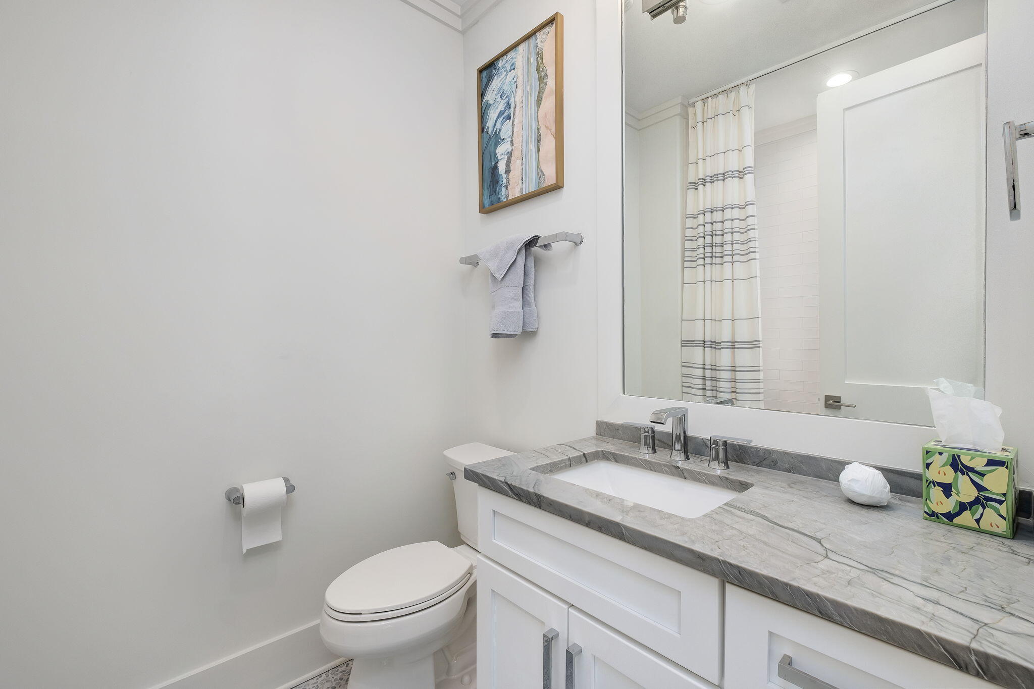194 Sawbuck Dr Inlet Beach Inlet Beach, FL 32461 - Photo 23 of 38 a bathroom with a granite countertop sink a toilet and a mirror