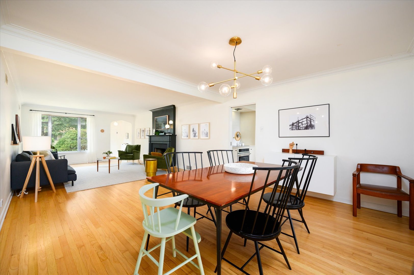 277 Olmsted Road Riverside, IL 60546 - Photo 9 of 34 a view of a dining room with furniture and wooden floor
