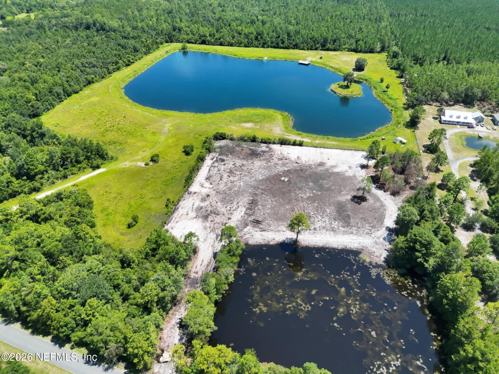 an aerial view of a house