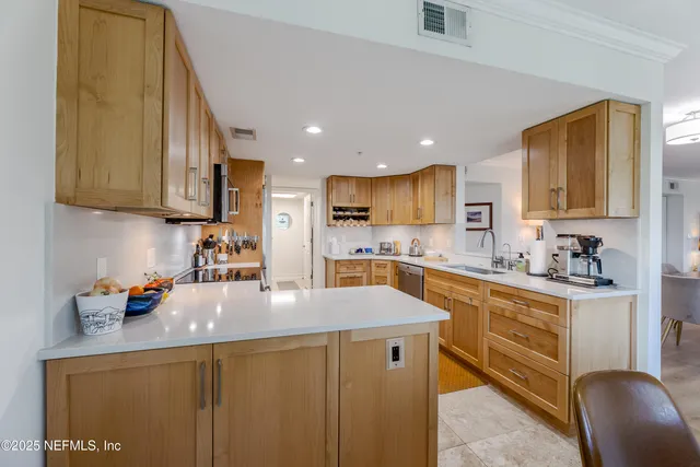 a living room with furniture and decor