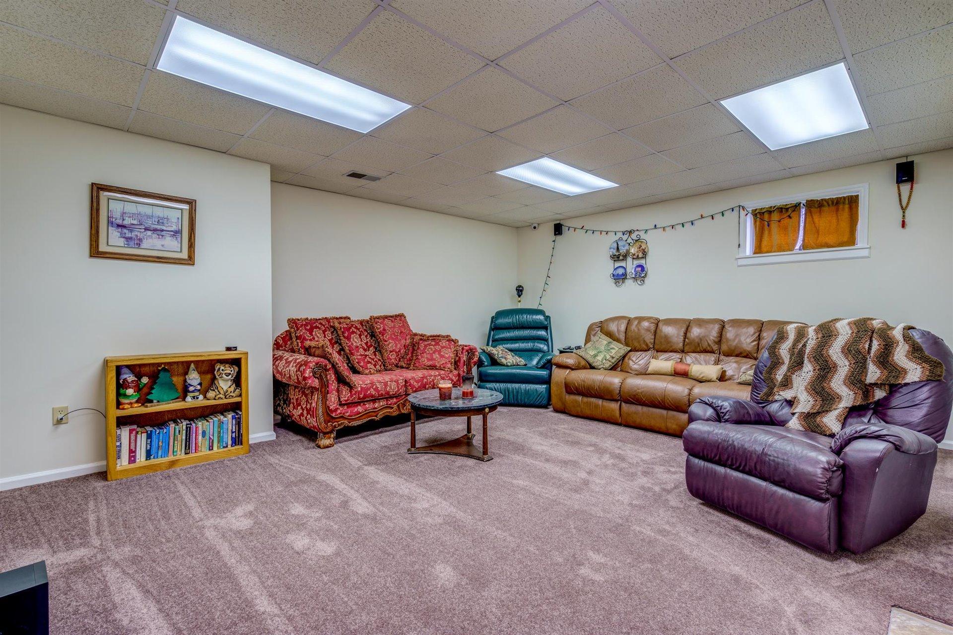 171 Sandy Point Court Union Hall, VA 24176 - Photo 34 of 65 a living room with furniture a book shelf and a couch