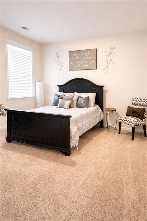 208 Sebastian Cove Hampton, GA 30228 - Photo 12 of 15 a spacious bedroom with a bed window and wall painting