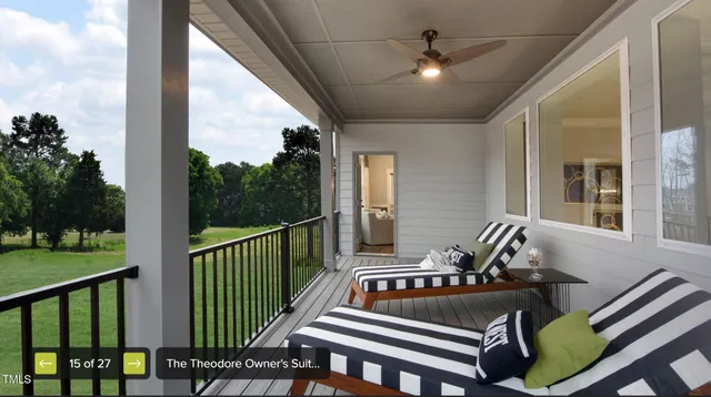 a balcony view with a large space