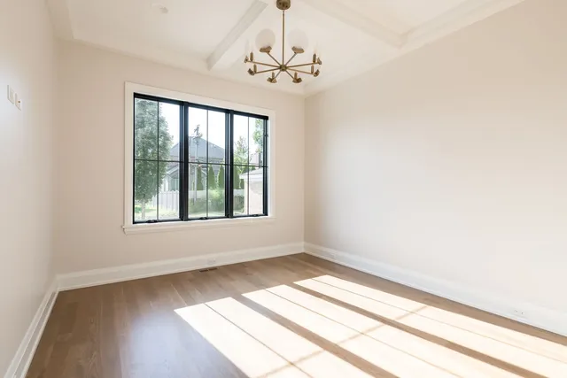 a view of a room with a large window