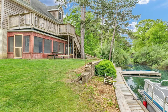 a view of a lake with a house