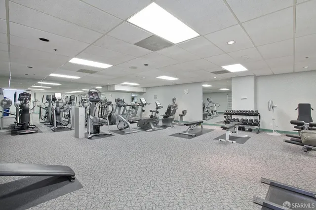 a view of a room with gym equipment