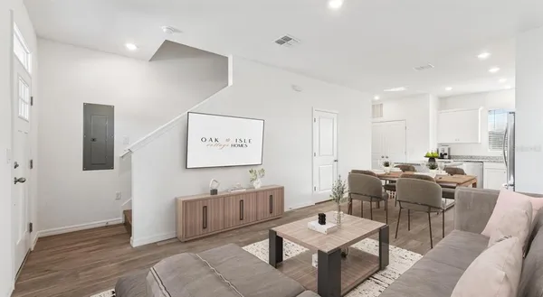 a living room with furniture