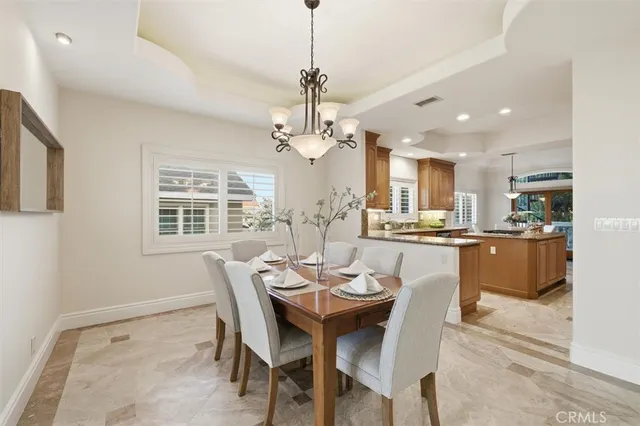a view of a dining room and livingroom view