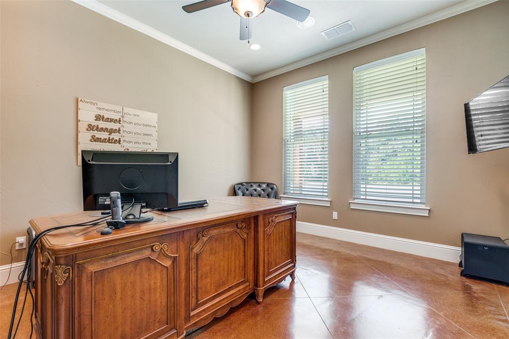 643 County Road 2255 Telephone, TX 75488 - Photo 6 of 40 Office featuring ornamental molding, light tile patterned floors, and ceiling fan