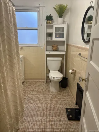 a bathroom with a toilet a sink and a mirror