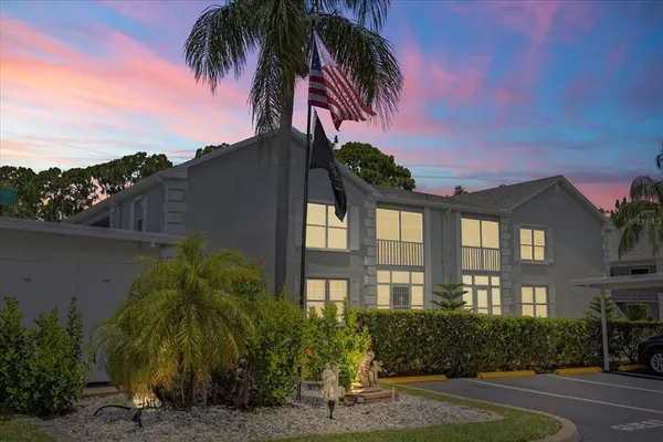 a front view of a multi story building