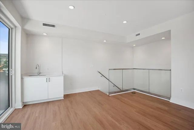 a balcony with a city view