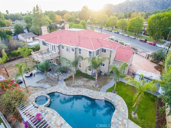 an aerial view of a house