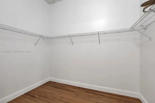 a view of a room with racks on the wall