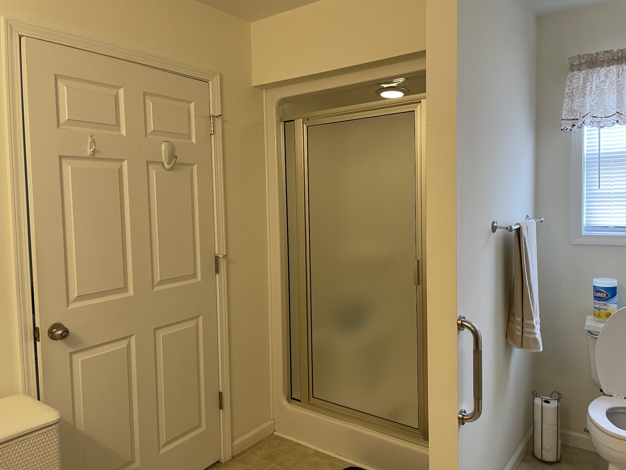 301 Rosson Street Summertown, TN 38483 - Photo 22 of 29 a bathroom with a glass door shower and a toilet