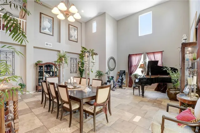 a view of a dining area with furniture