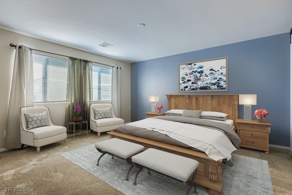 5712 Wishing Coin Court North Las Vegas, NV 89031 - Photo 8 of 24 (Virtually staged) Primary Bedroom featuring carpet floors and baseboards