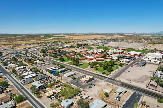 an aerial view of a city