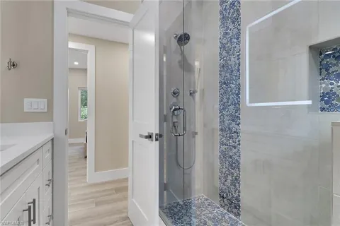 a bathroom with a shower