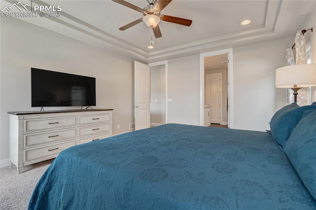 11590 Spectacular Bid Circle Colorado Springs, CO 80921 - Photo 20 of 49 a bedroom with a bed and a flat screen tv