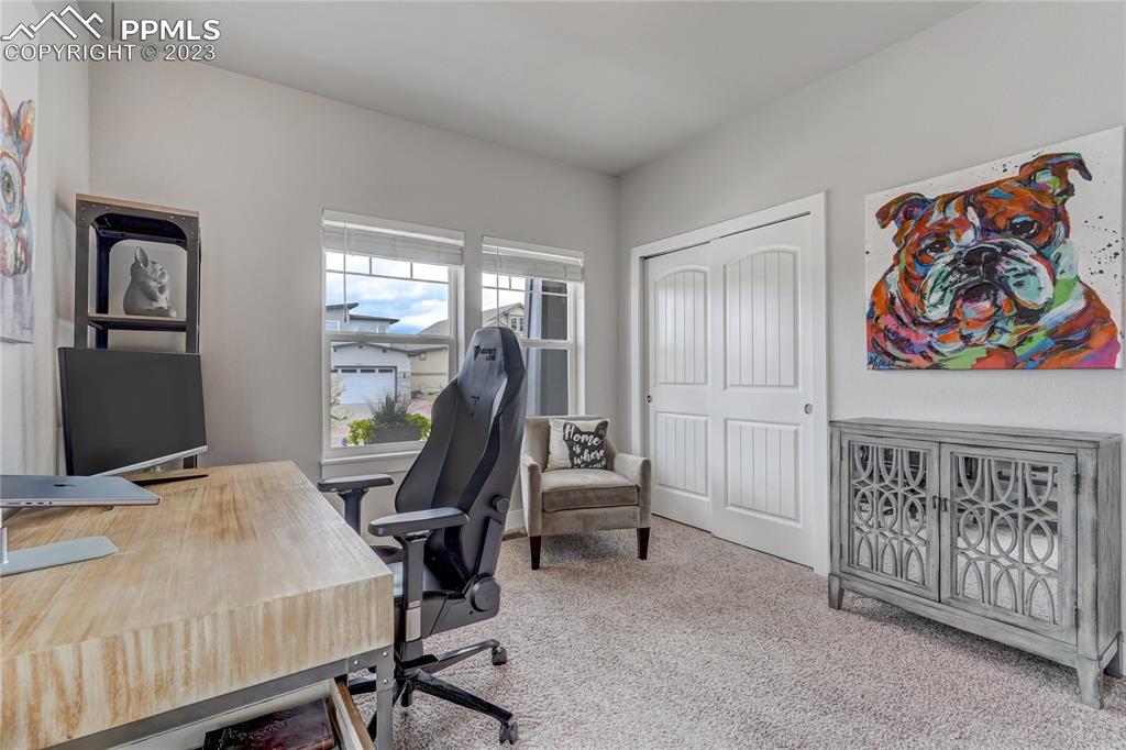 11590 Spectacular Bid Circle Colorado Springs, CO 80921 - Photo 24 of 49 a view of a workspace with furniture and a window