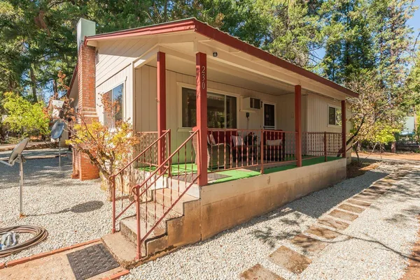 a view of a house with patio
