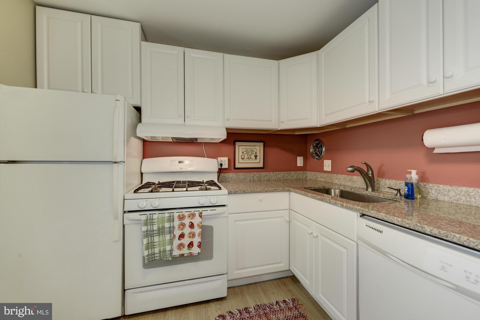 5001 7th Road South, Unit 302 Arlington, VA 22204 - Photo 9 of 30 a kitchen with granite countertop white cabinets and white appliances