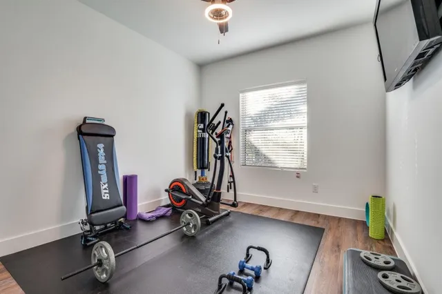a view of a room with gym equipment