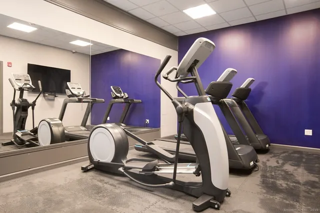 a room with gym equipment
