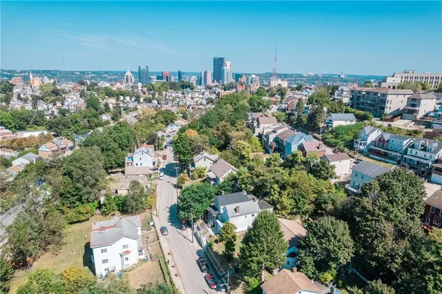 an aerial view of a city