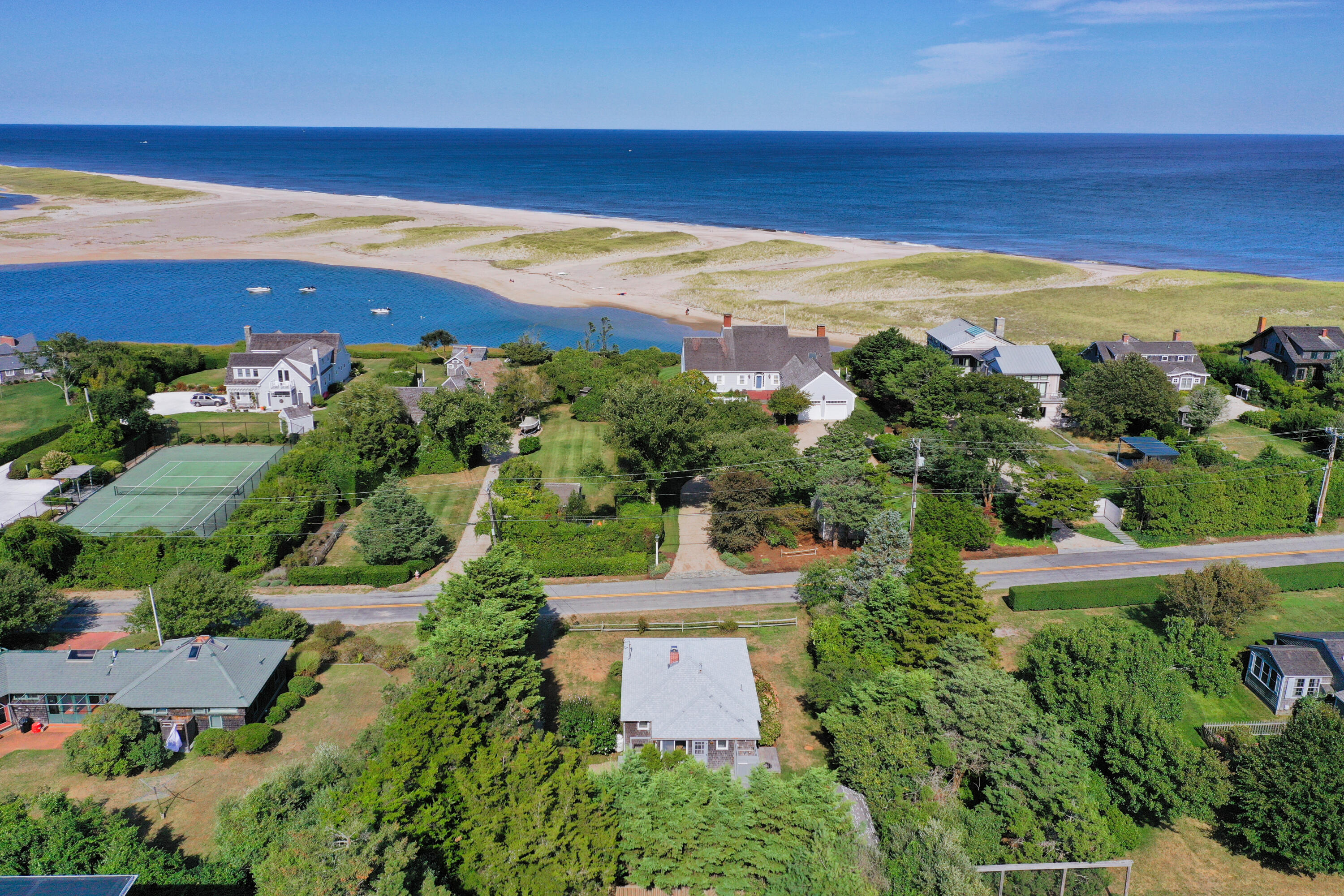 8 Standish Road Orleans, MA 02653 - Photo 23 of 28 an aerial view of a city with lots of residential buildings ocean and mountain view in back
