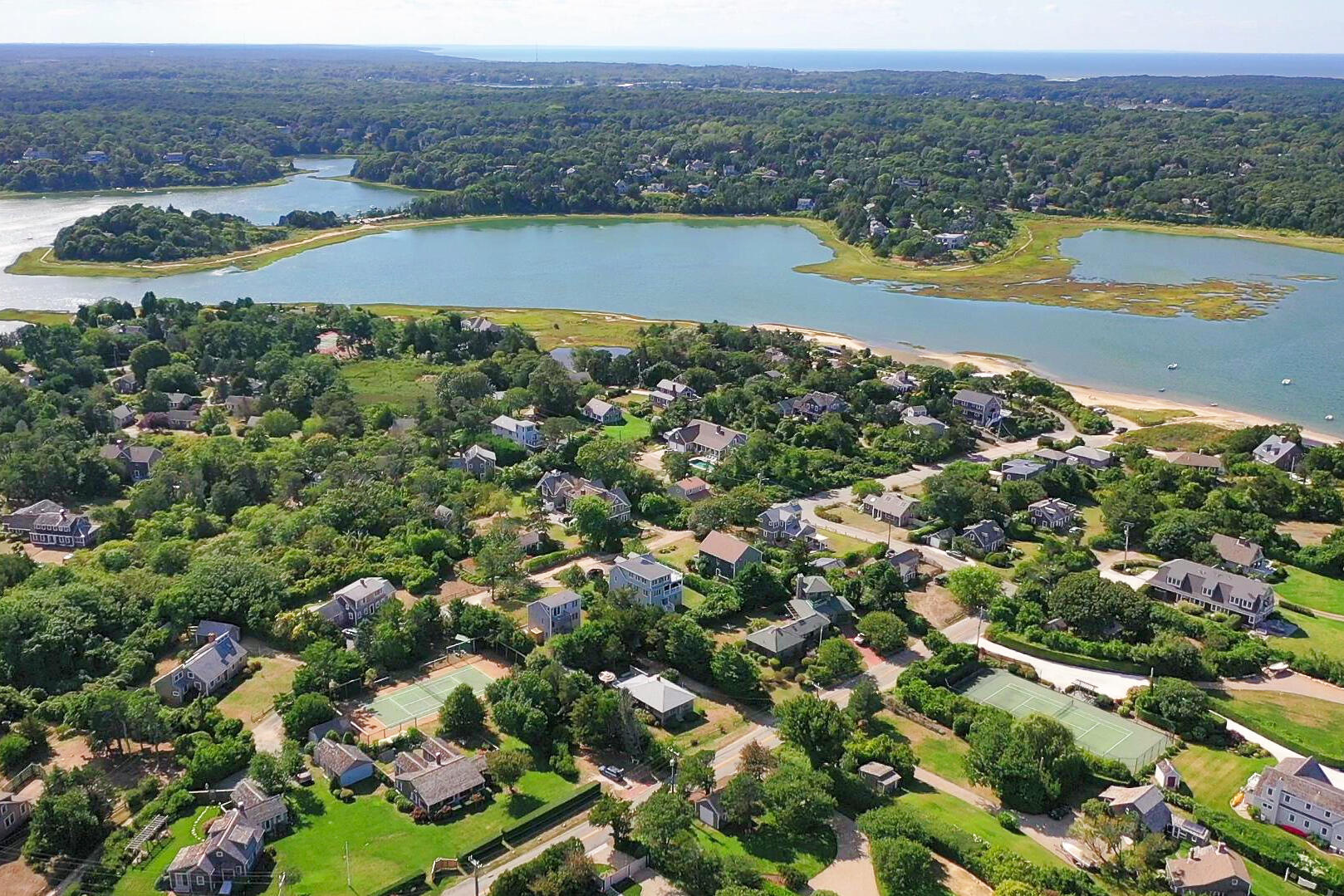 8 Standish Road Orleans, MA 02653 - Photo 24 of 28 an aerial view of ocean and residential houses with outdoor space