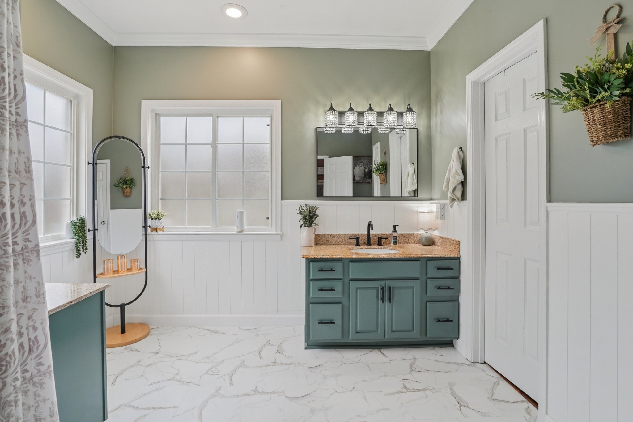 2994 Jarrell Ridge Farms Clarksville, TN 37043 - Photo 22 of 37 a spacious bathroom with a granite countertop sink a mirror and shower