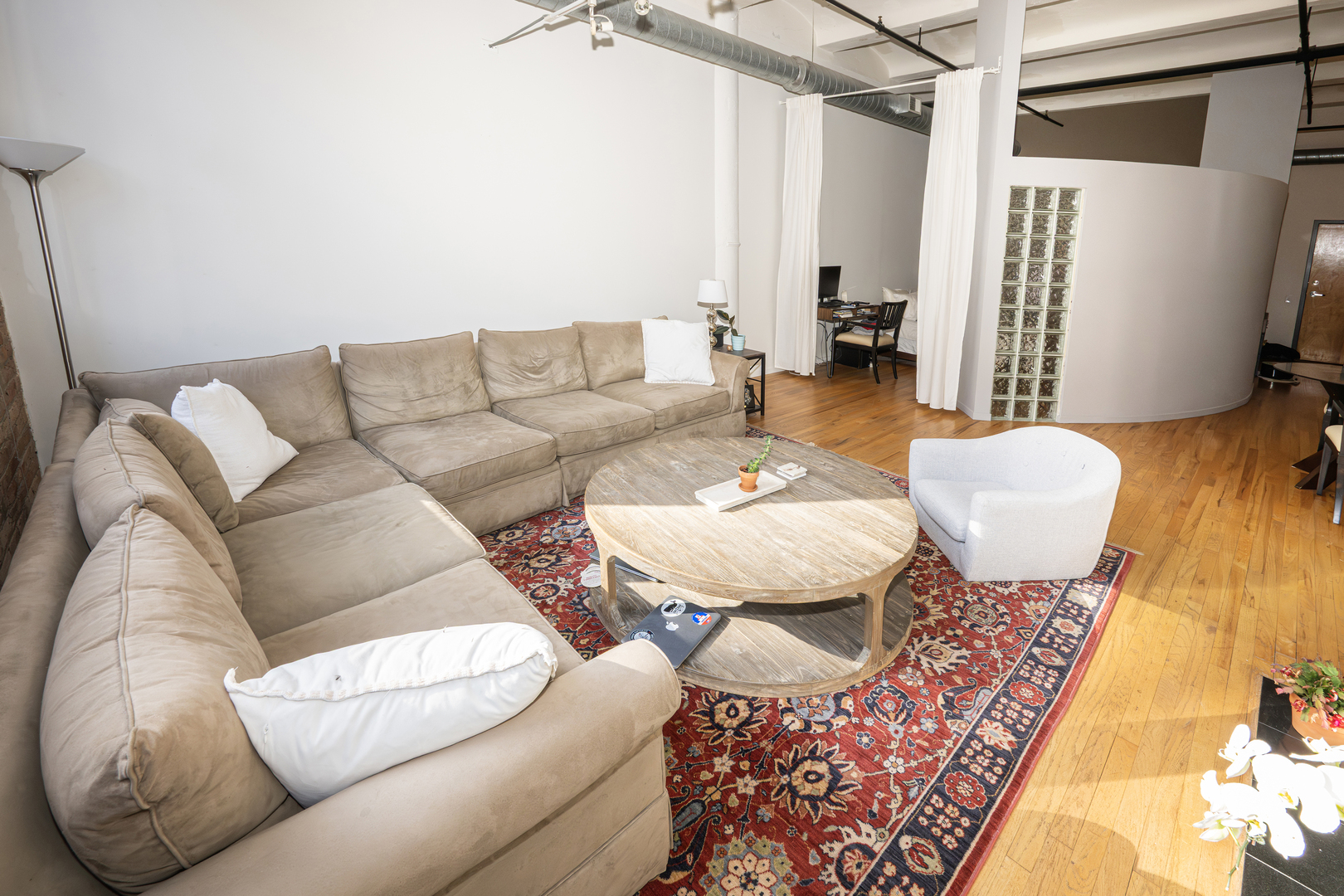 1000 West Washington Boulevard, Unit 411 Chicago, IL 60607 - Photo 7 of 20 a living room with furniture and a rug