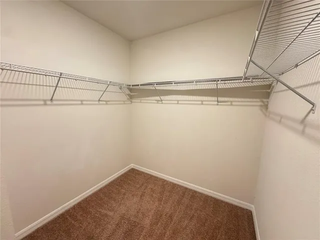 a view of a room with racks on the wall