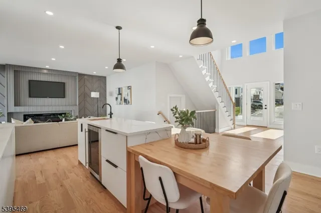 a kitchen with sink and center island