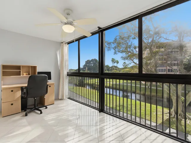 a view of a building with a garden