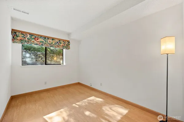 a view of a room with a window