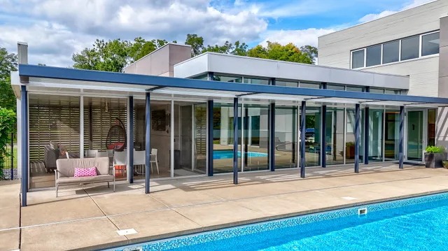 a dining room with furniture