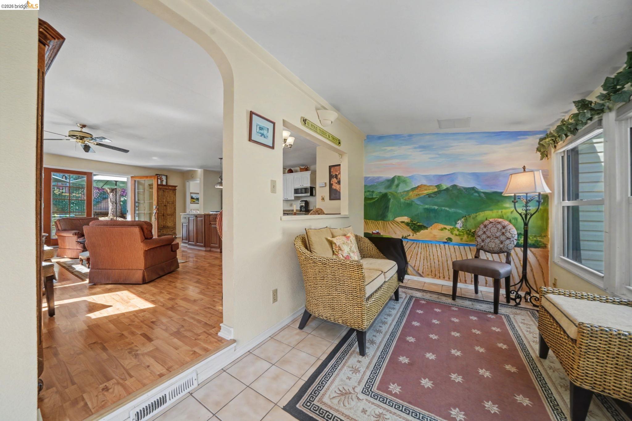 7035 Old Gulch Road San Andreas, CA 95249 - Photo 10 of 45 Balcony featuring an outdoor hangout area, a ceiling fan, and a mountain view