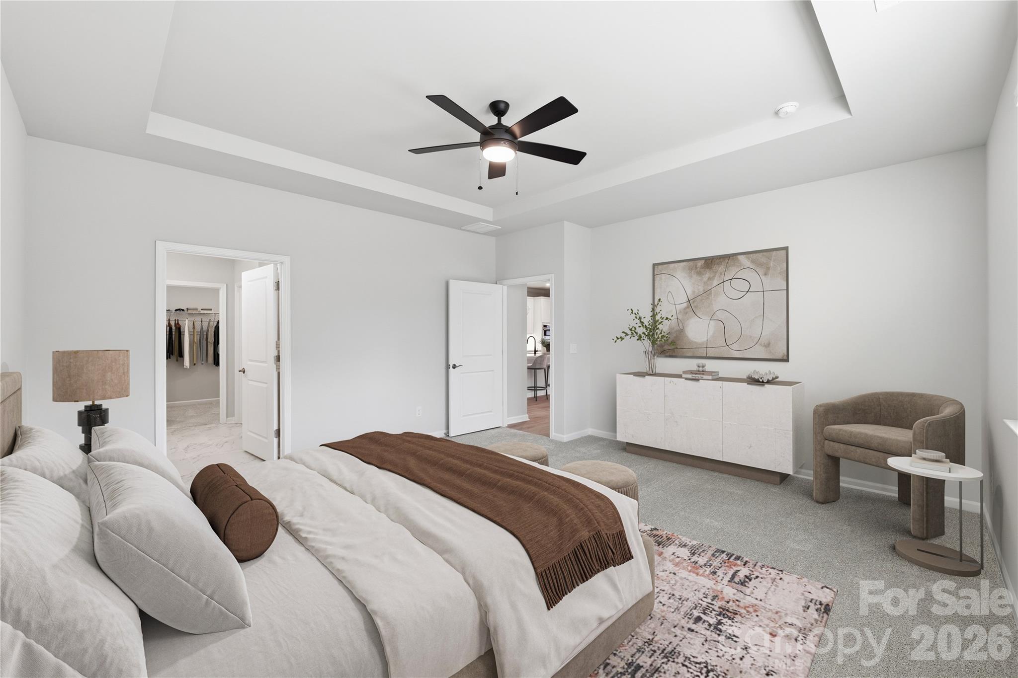 1028 Garfield Road Sherrills Ford, NC 28673 - Photo 7 of 37 a bedroom with a white bed and a chandelier