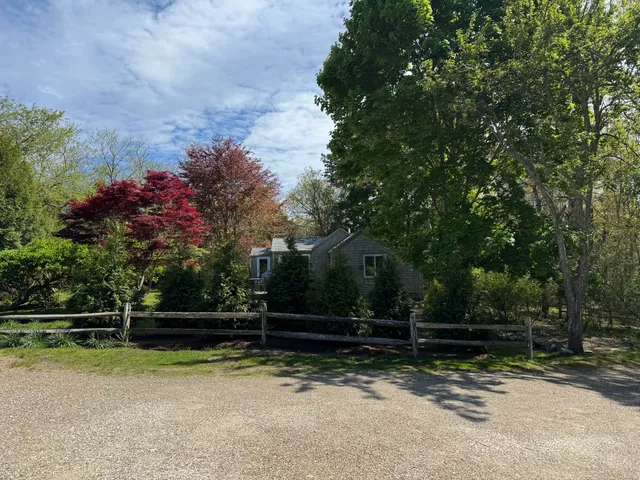 a view of backyard with green space