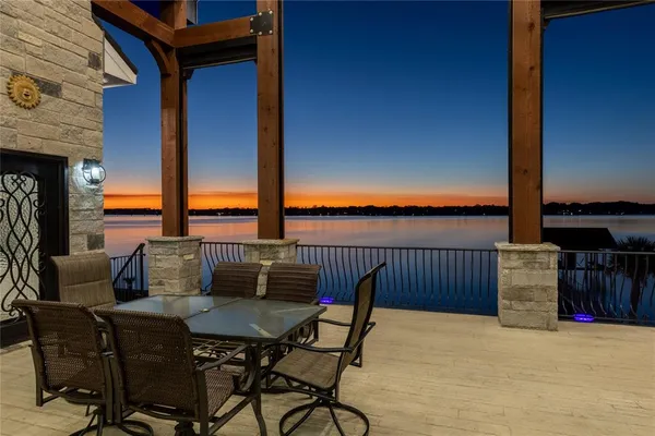 a view of a balcony with couch