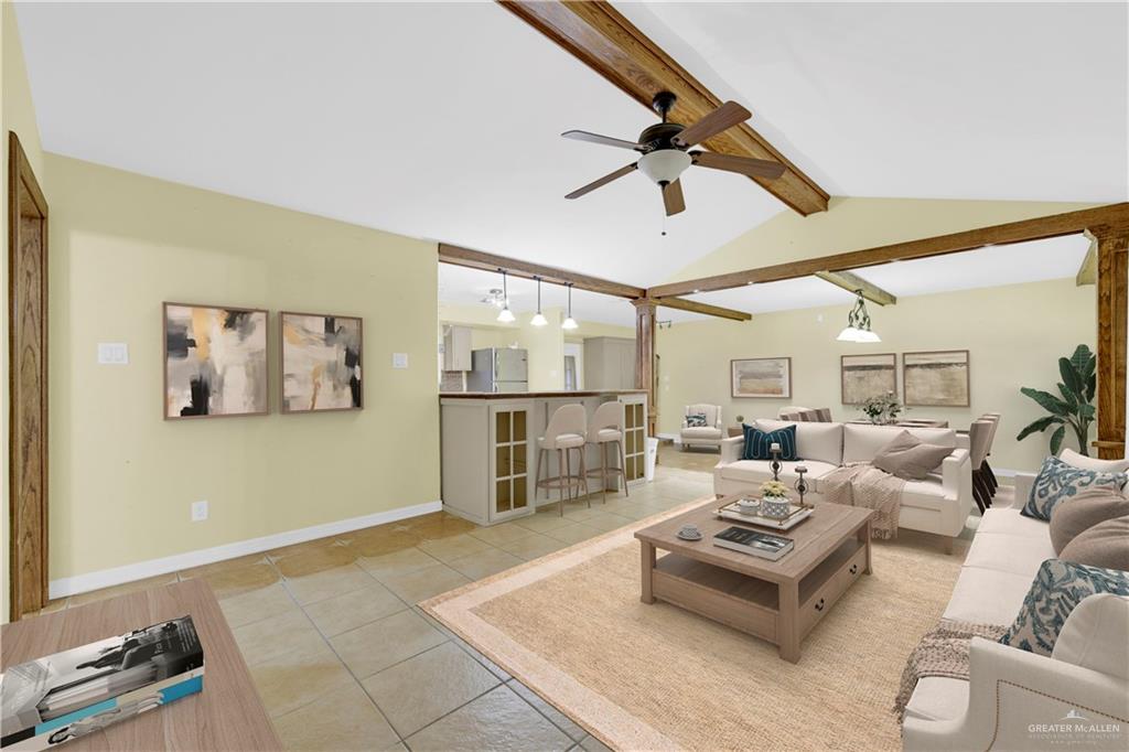 1815 Thornton Street Mission, TX 78572 - Photo 4 of 27 Living room with light tile patterned floors and ceiling fan