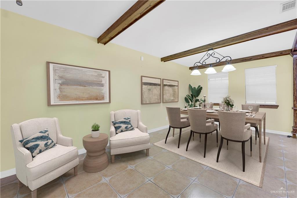 1815 Thornton Street Mission, TX 78572 - Photo 5 of 27 Dining space with beam ceiling and tile patterned floors