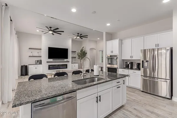 a view of a lake with a big yard