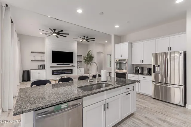 a view of a lake with a big yard