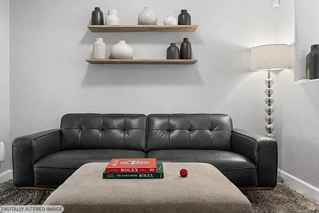 a living room with furniture and a couch