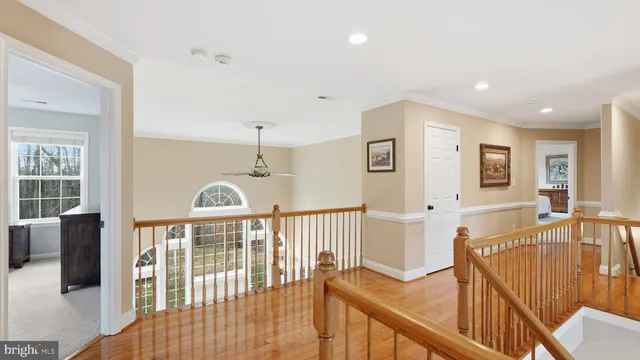 a view of a porch with wooden floor