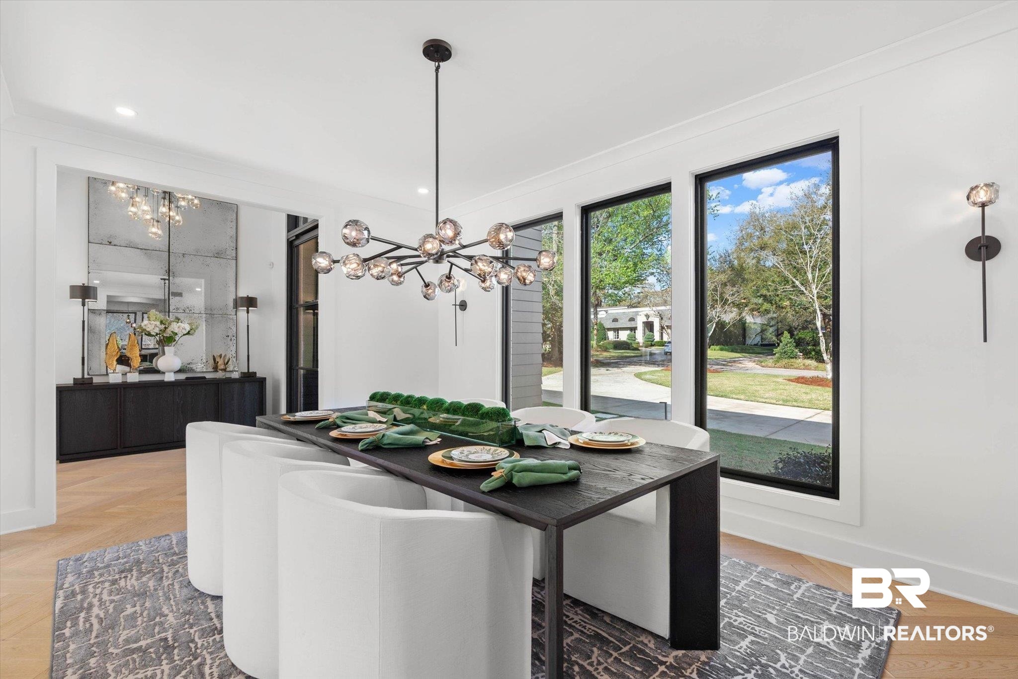69 Jordan Lane Mobile, AL 36608 - Photo 5 of 57 Dining area featuring parquet floors and hanging lights